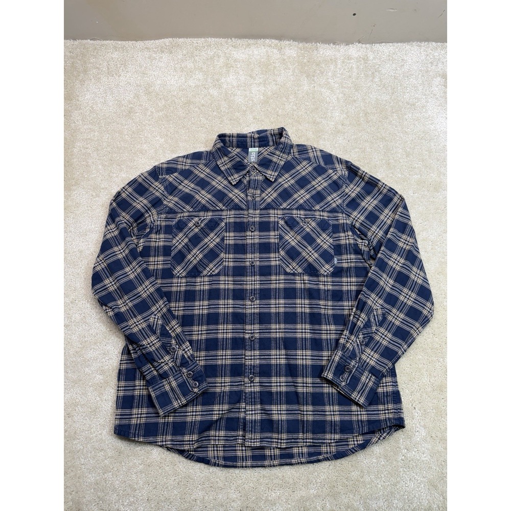 Stio Button Up Flannel Shirt Mens XL Blue Yellow Plaid Western